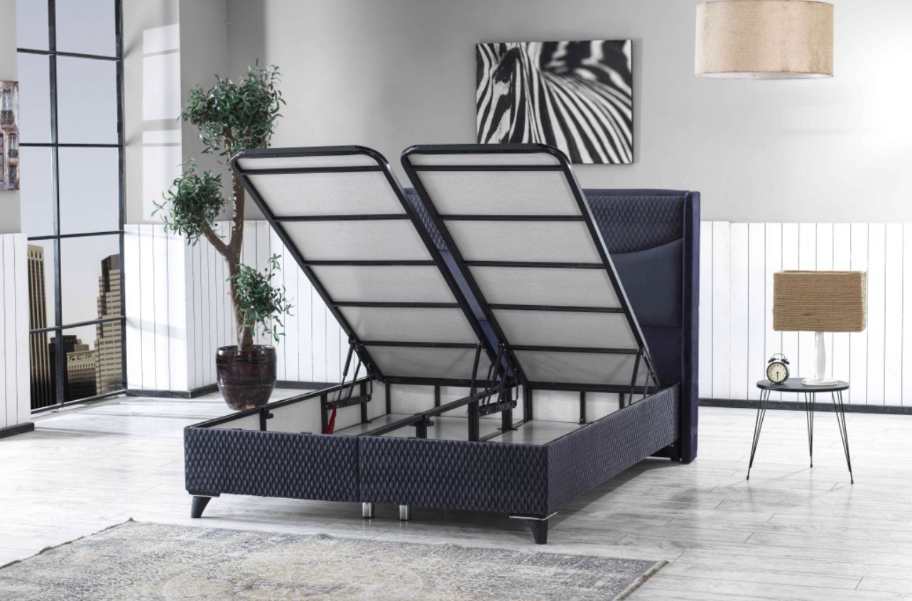 Pat tapițat cu spațiu de depozitare Zara