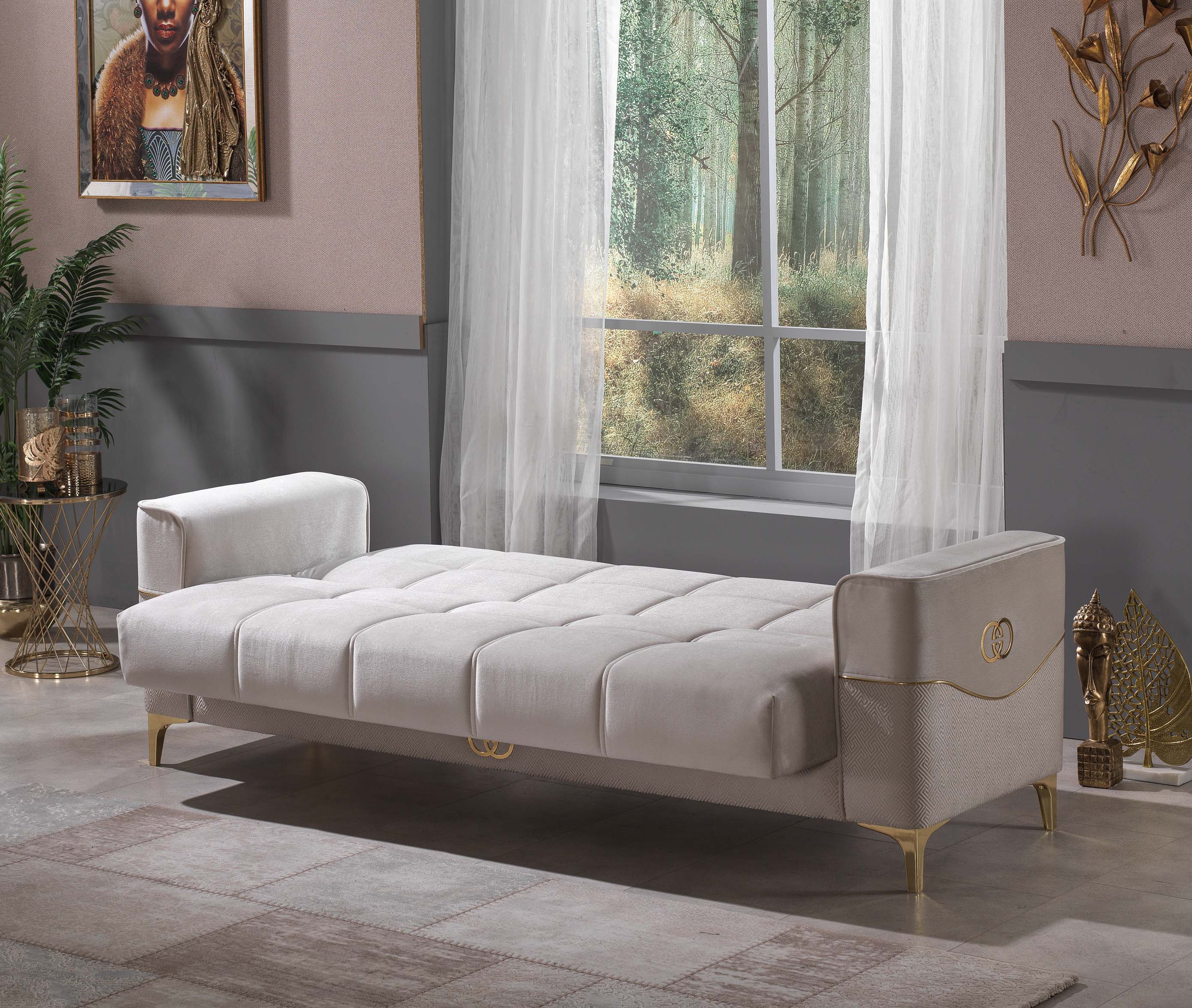 Canapea 3 locuri extensibilă cu spațiu de depozitare Clara