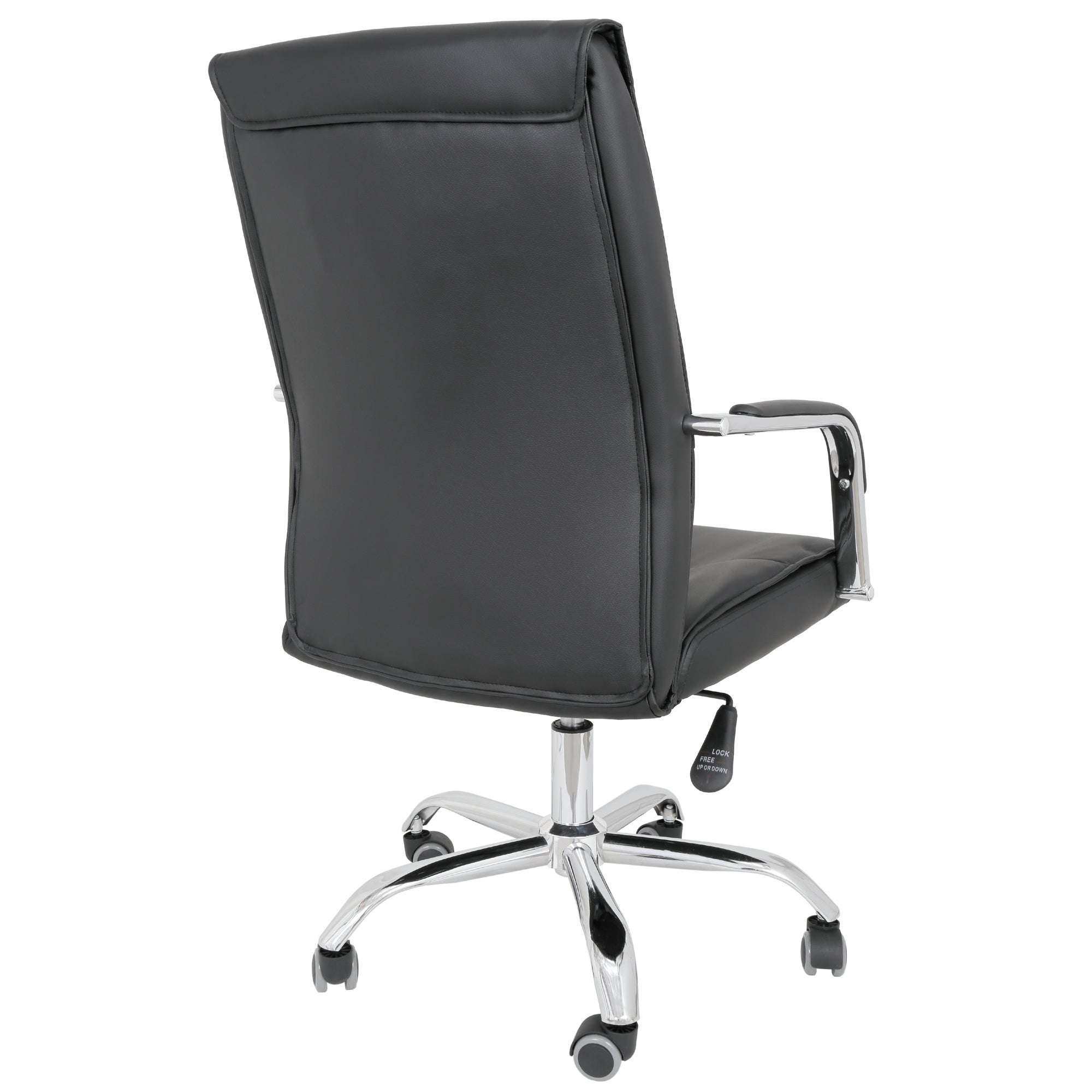 Scaun directorial tapițat cu imitație din piele neagră Milano