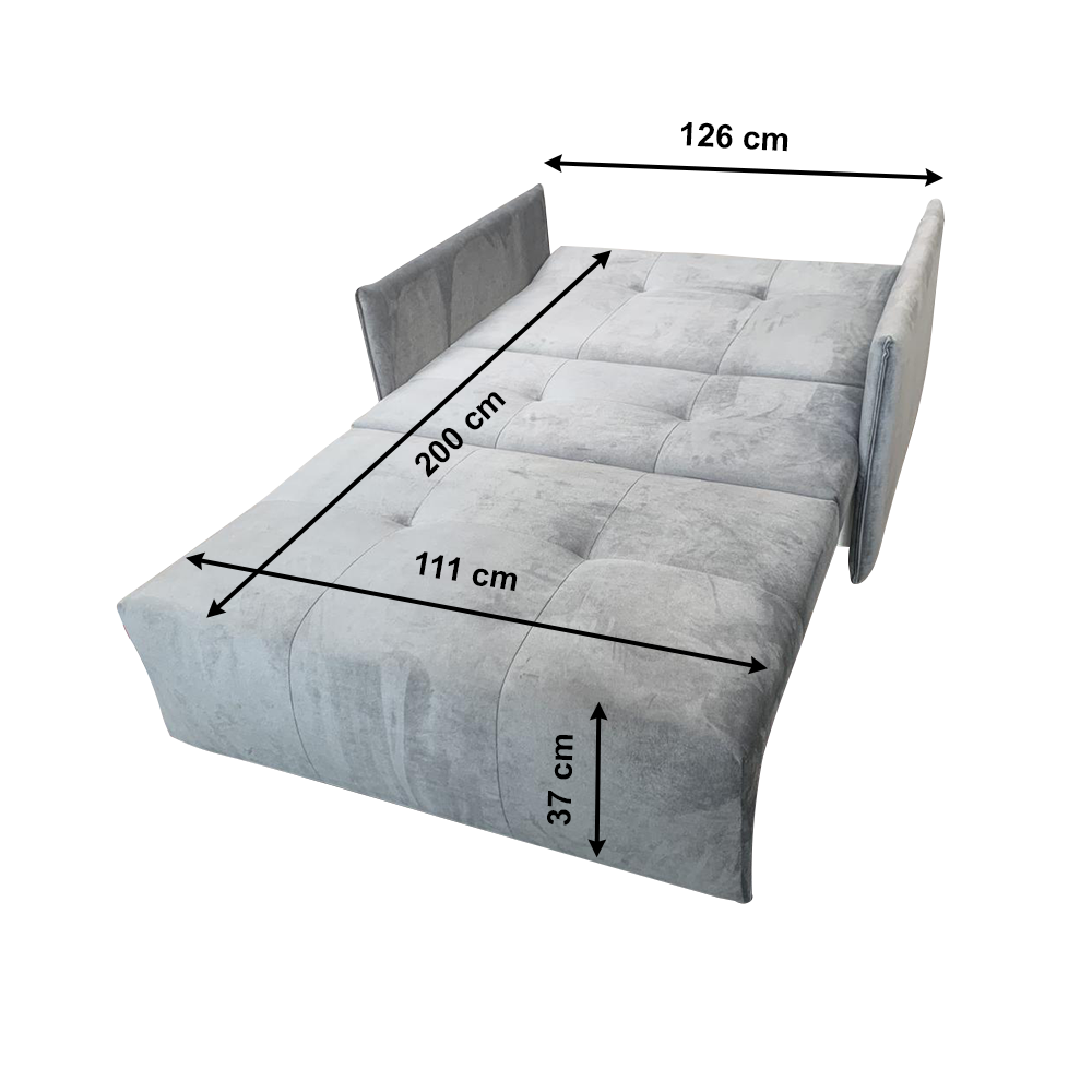 Canapea 2 locuri extensibilă cu spațiu de depozitare Alana