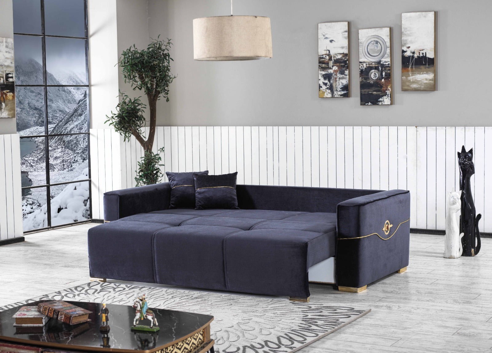 Canapea 3 locuri extensibilă cu spațiu de depozitare Astra