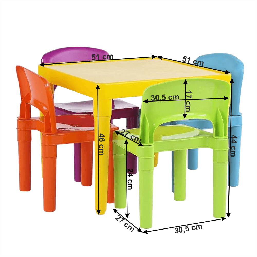 Set multicolor pentru copii 1 măsuță+4 scaune Zilbo