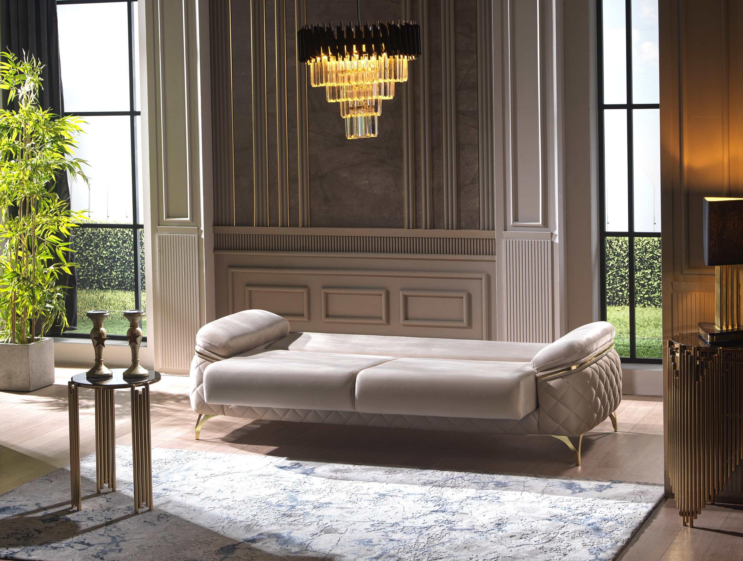 Canapea 3 locuri extensibilă cu spațiu de depozitare Orlando