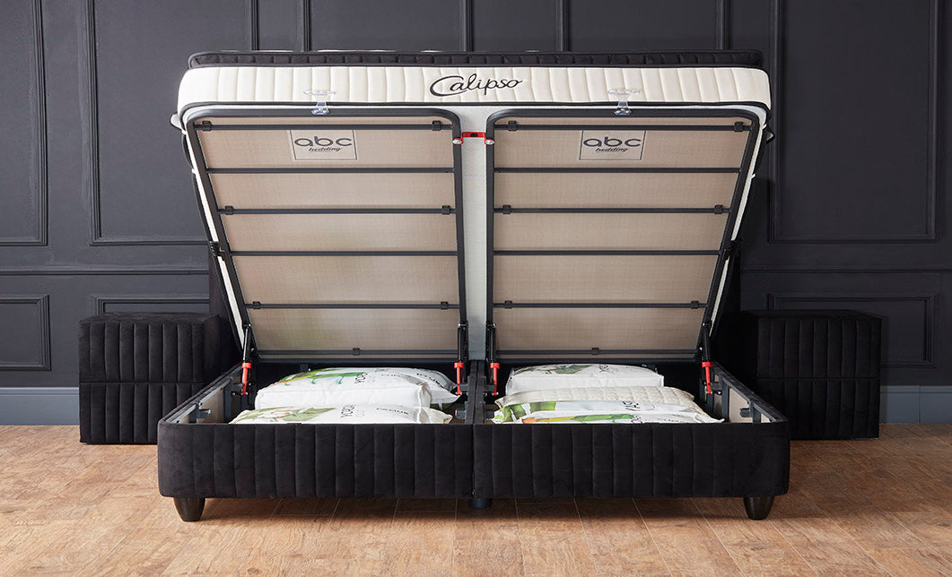 Pat Calipso negru, pat cu spațiu de depozitare