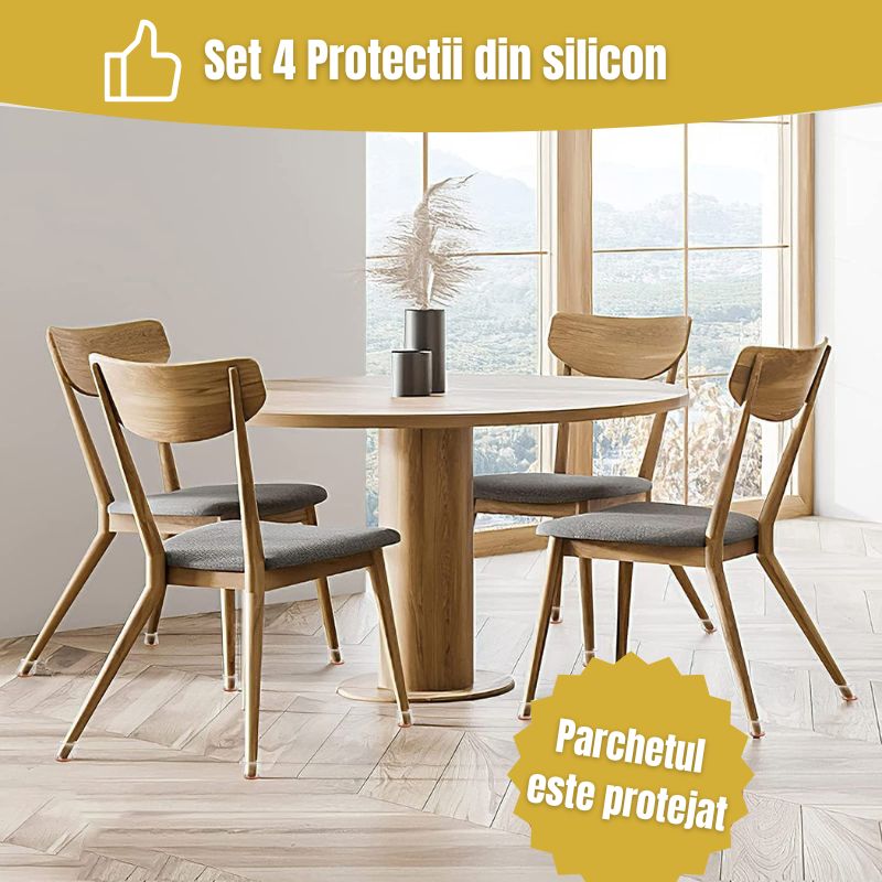 Set 4 Protectii Picioare Scaune, Mobilier, Universale, Silicon si Pasla